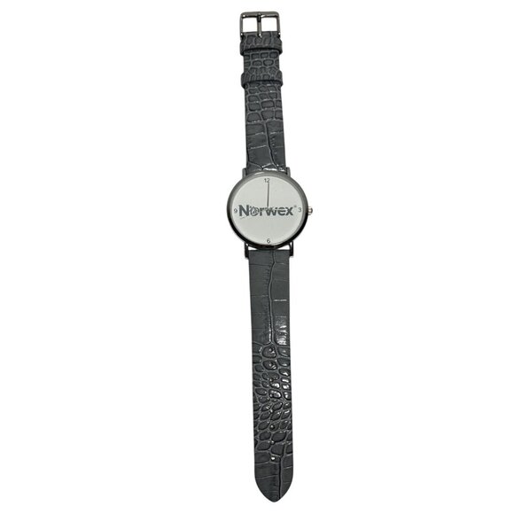 Norwex Watch With Alligator Pattern Strap & Silver Case Unisex - Picture 1 of 6
